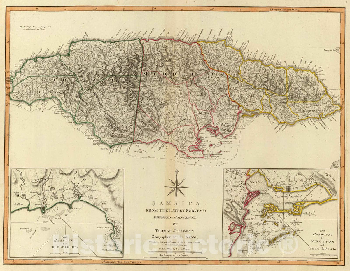 Historic Map : 1794 Jamaica. - Vintage Wall Art