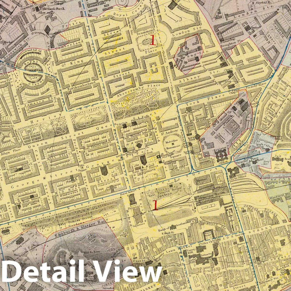 Edinburgh - Railroad Map, 1883 - Historical City Plan Print