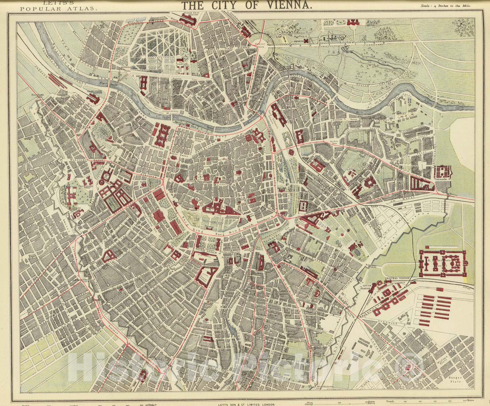Historic Map : 1883 Vienna. - Vintage Wall Art
