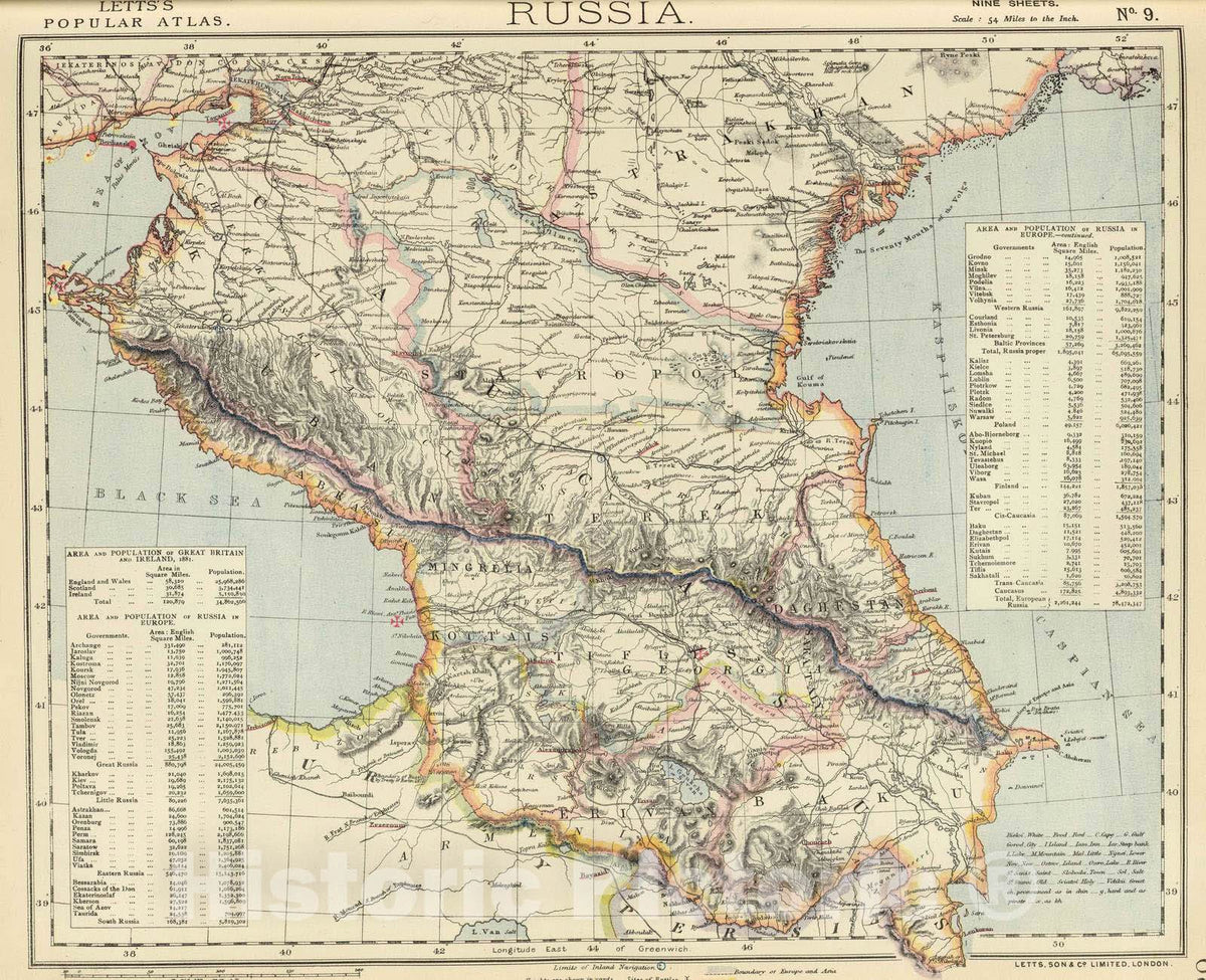 Historic Map : 1883 Russia 9. - Vintage Wall Art