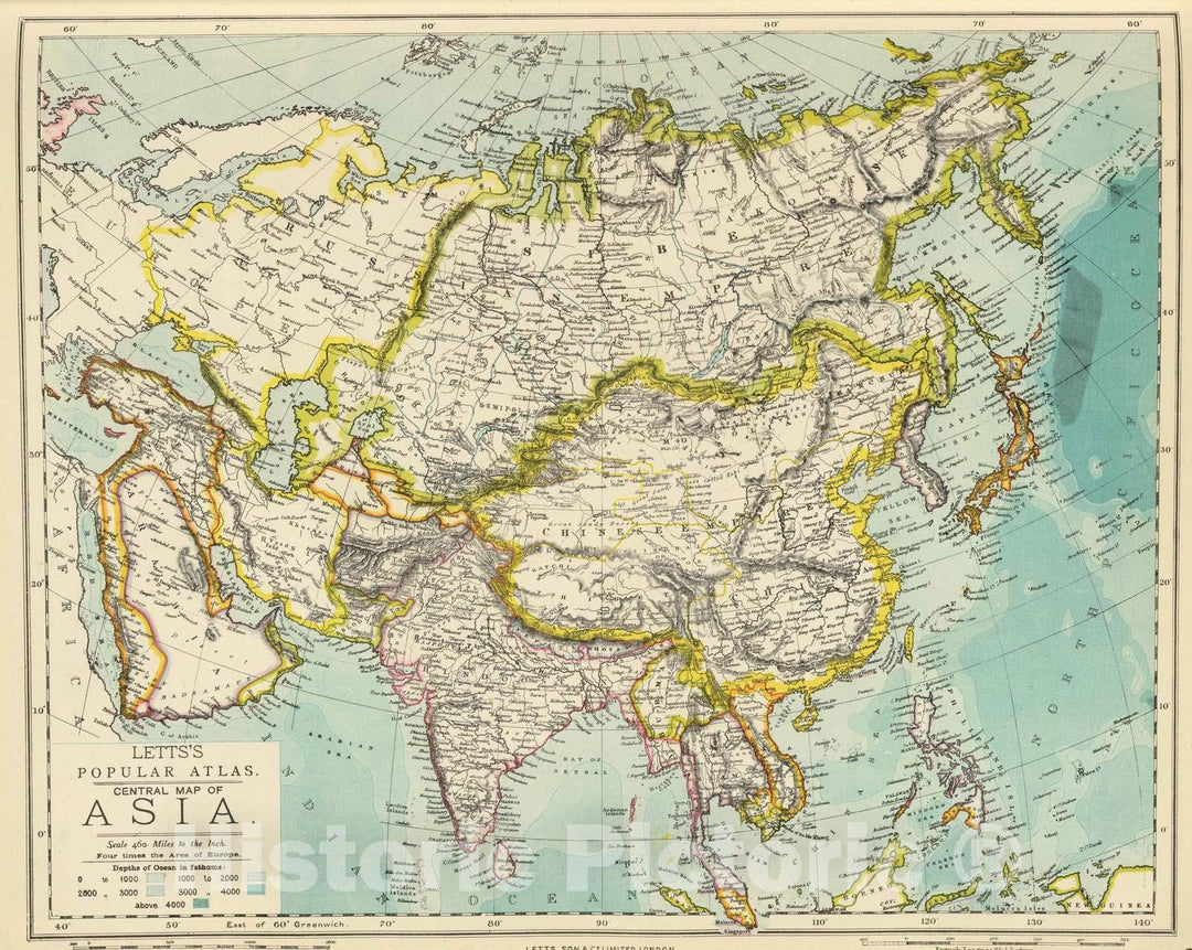 Historic Map : 1883 Asia. - Vintage Wall Art