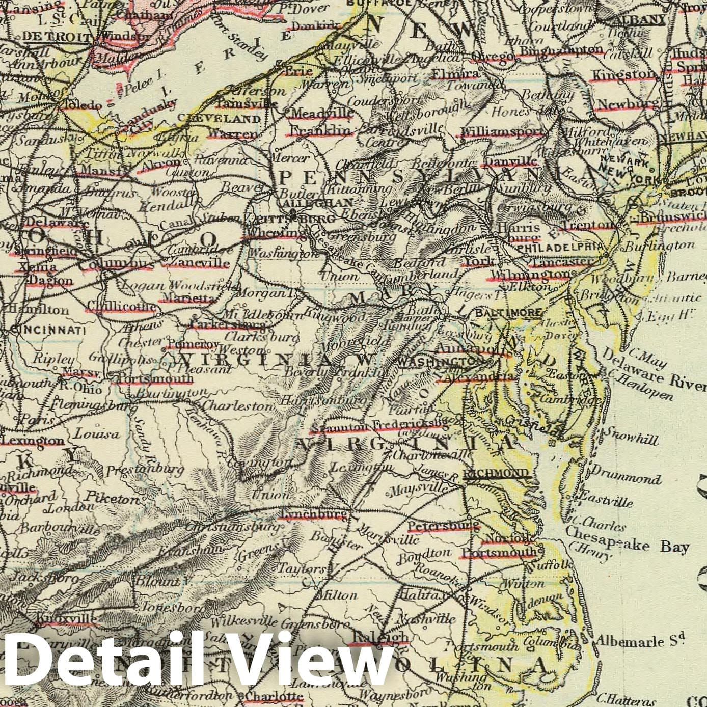 United States, Eastern - Railroad Map, 1883 - Historical Map Print