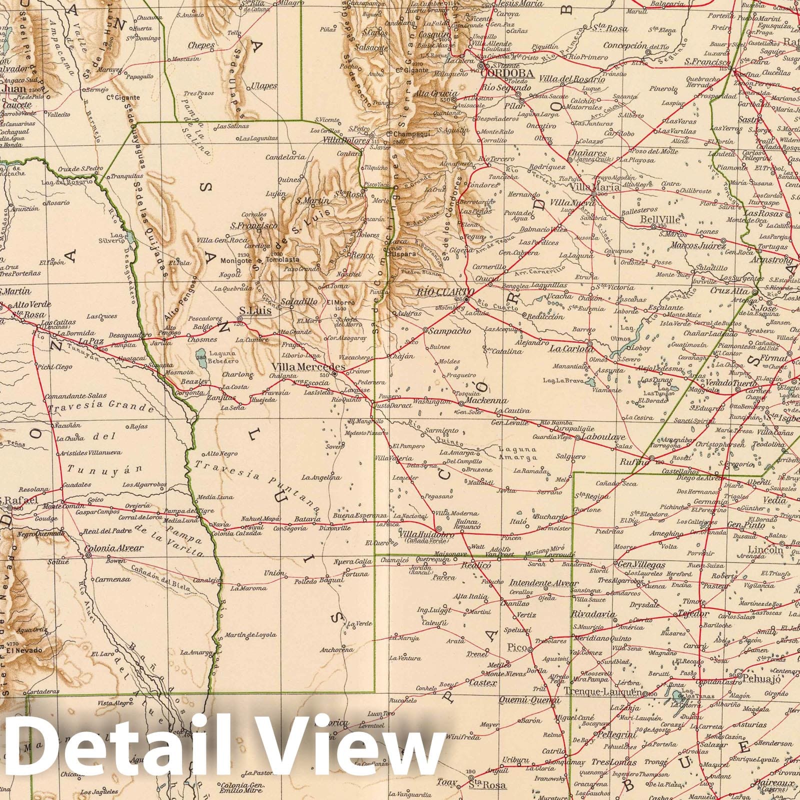 Argentina and Chile, Central, 1929 - Historical Map Print