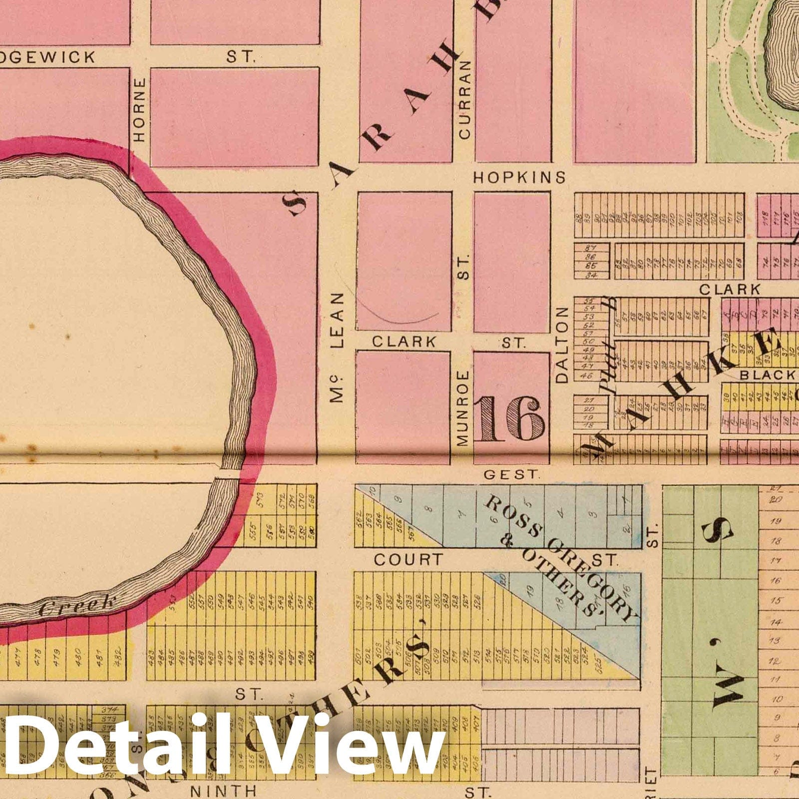Historic Map : 1869 Cincinnati 1, Ward 16. - Vintage Wall Art