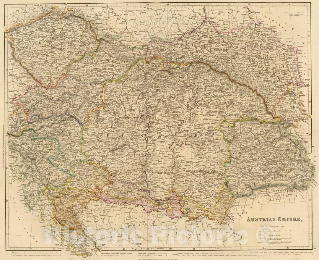 Historic Map : 1832 Austrian Empire. v2 - Vintage Wall Art