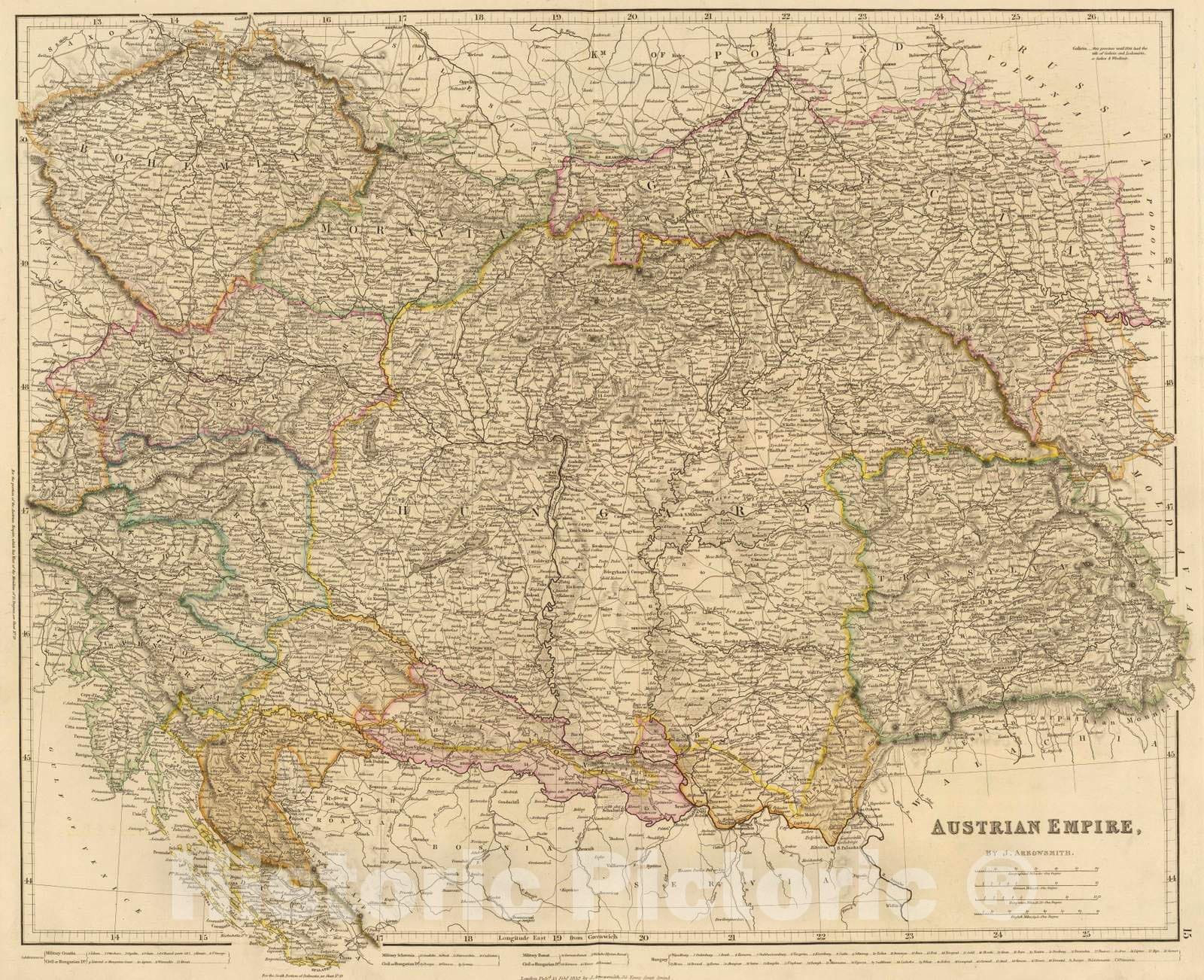 Historic Map : 1832 Austrian Empire. v2 - Vintage Wall Art