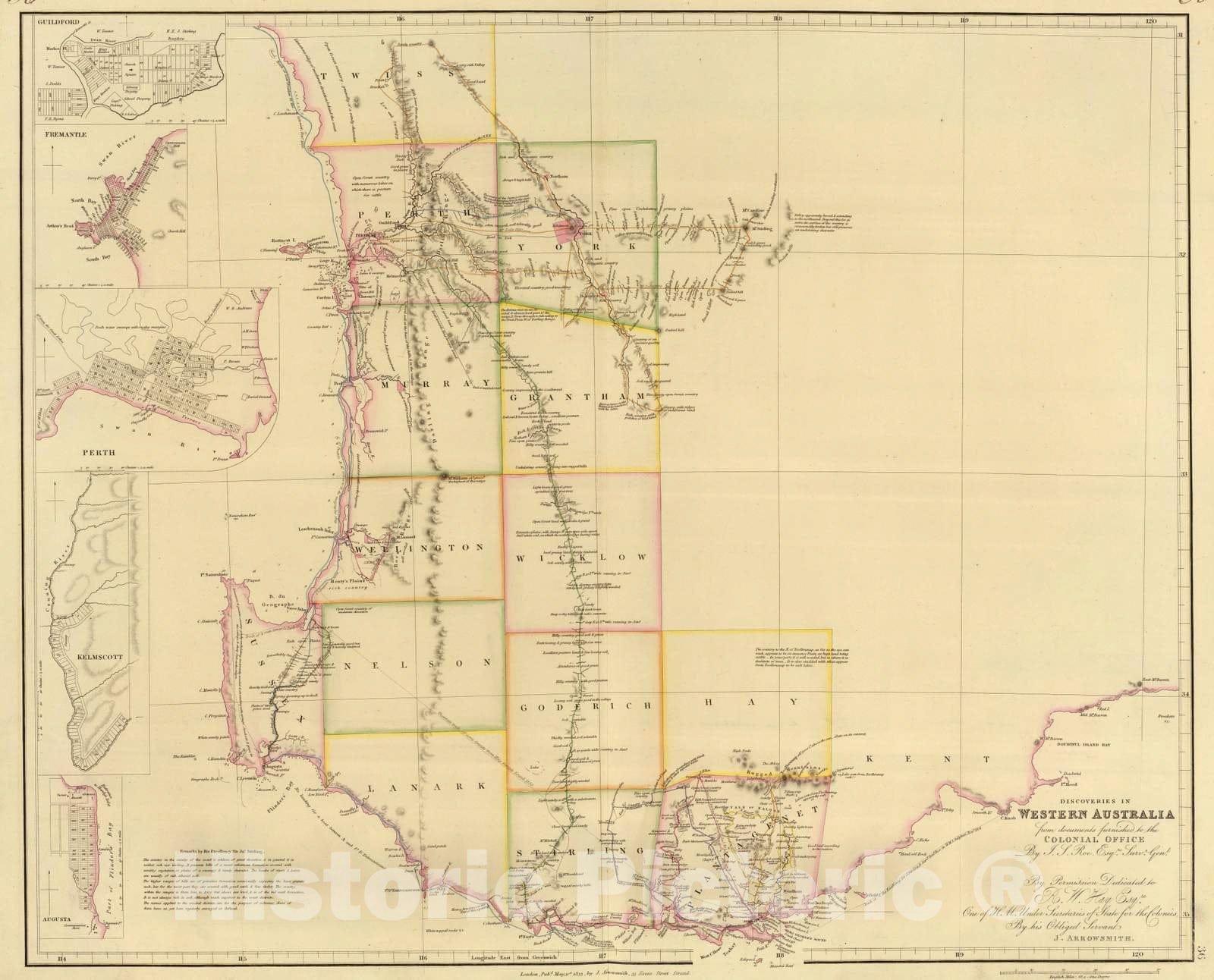Historic Map : 1833 Western Australia. - Vintage Wall Art