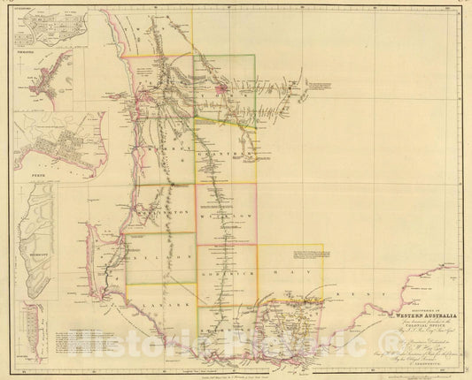 Historic Map : 1833 Western Australia. - Vintage Wall Art