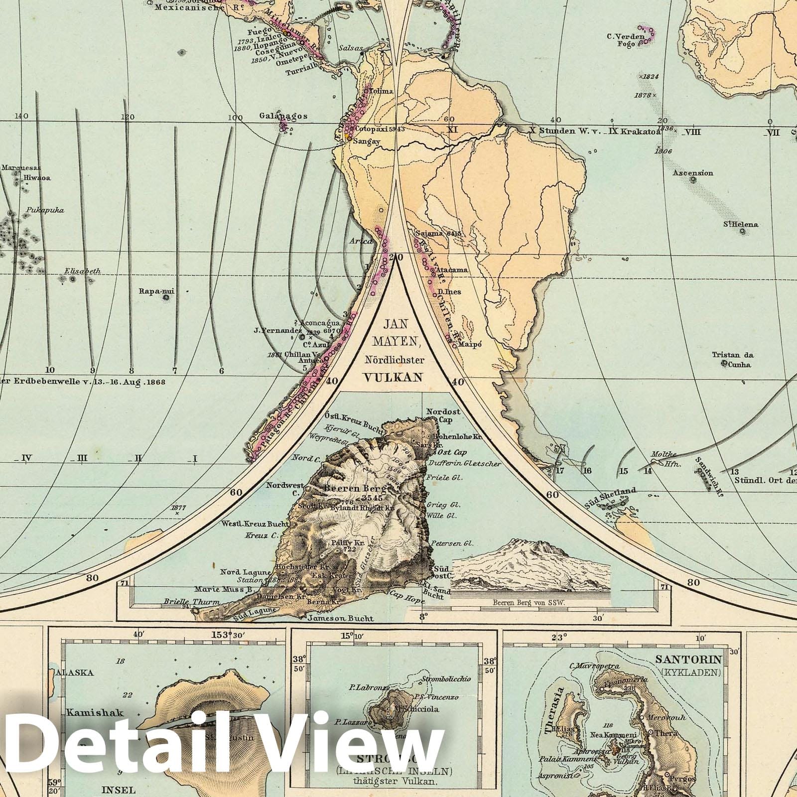 Earth's Interior Activity: Volcanoes and Coastal Changes - 1892 Geological Map