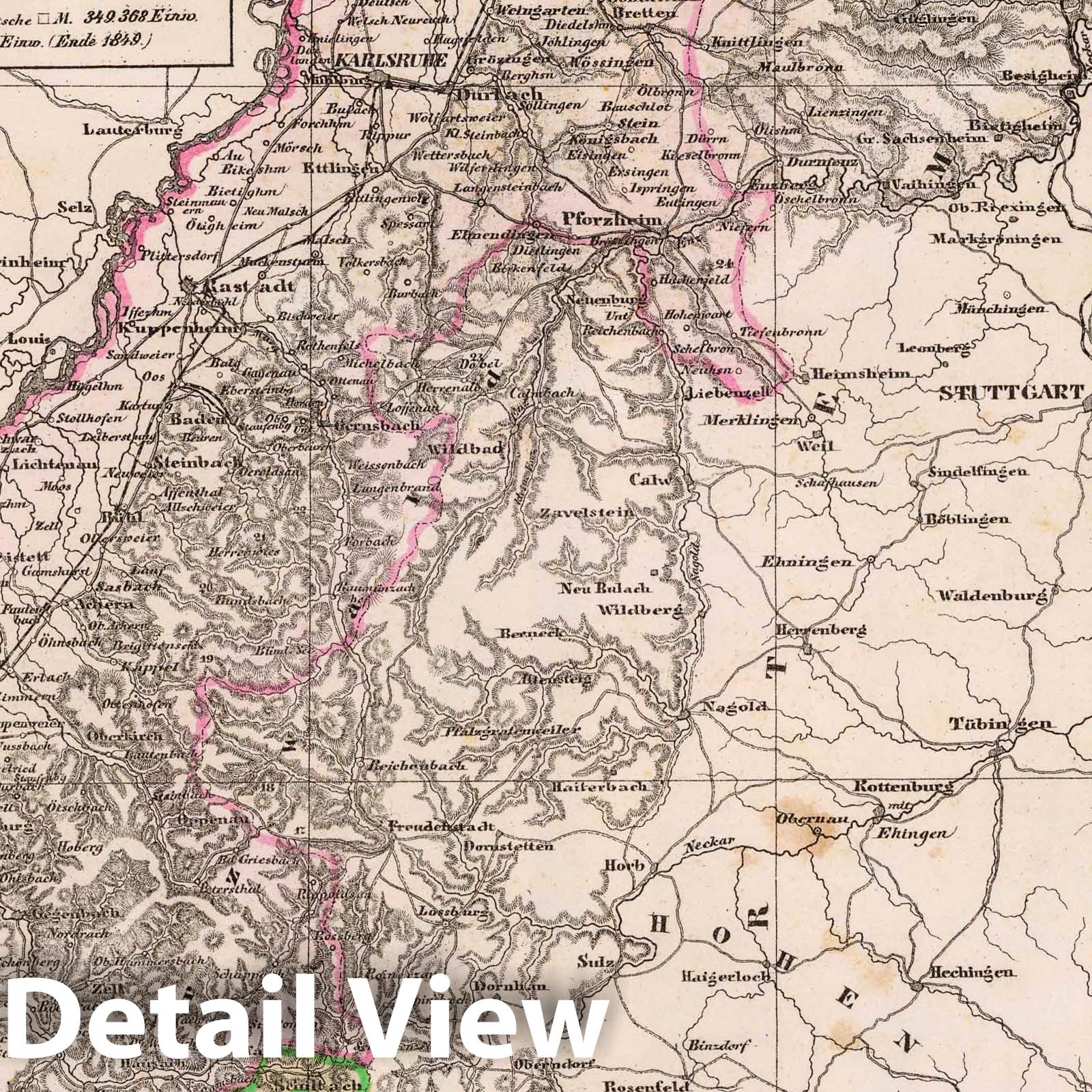 Baden, Germany 1855 Historical Map Print
