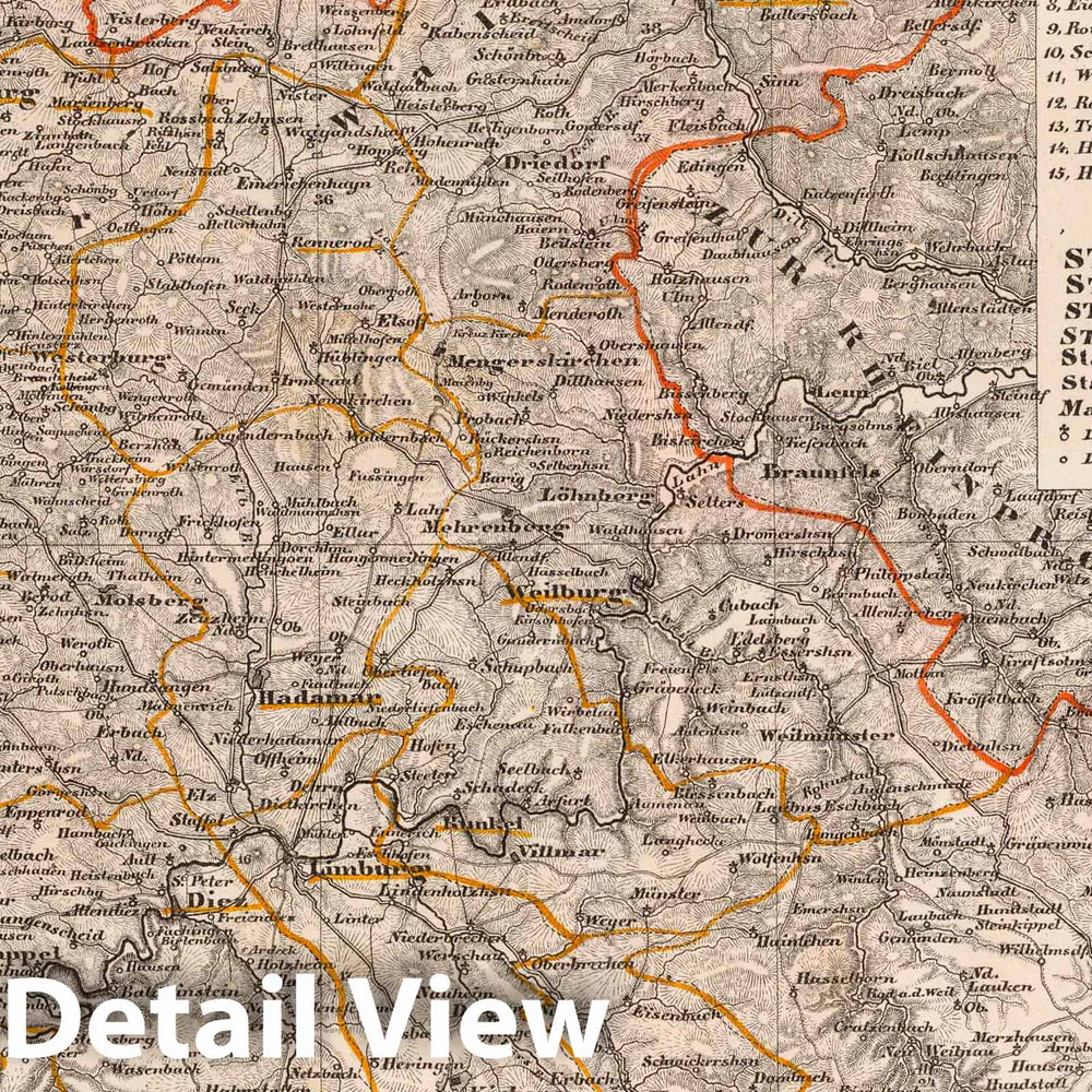 Historic Map : Germany, 1855 Nassau, Hessen-Homburg, Frankfurt. , Vintage Wall Art