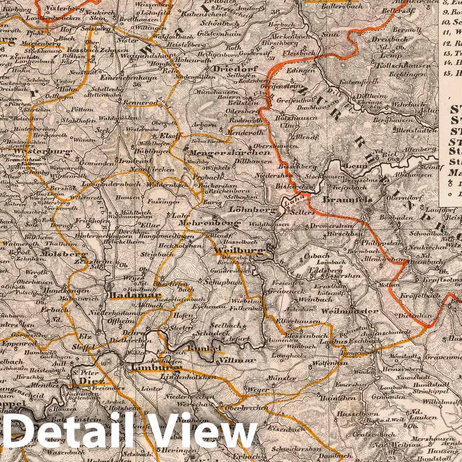 Nassau, Hessen-Homburg, and Frankfurt, 1855 Historical Map Print