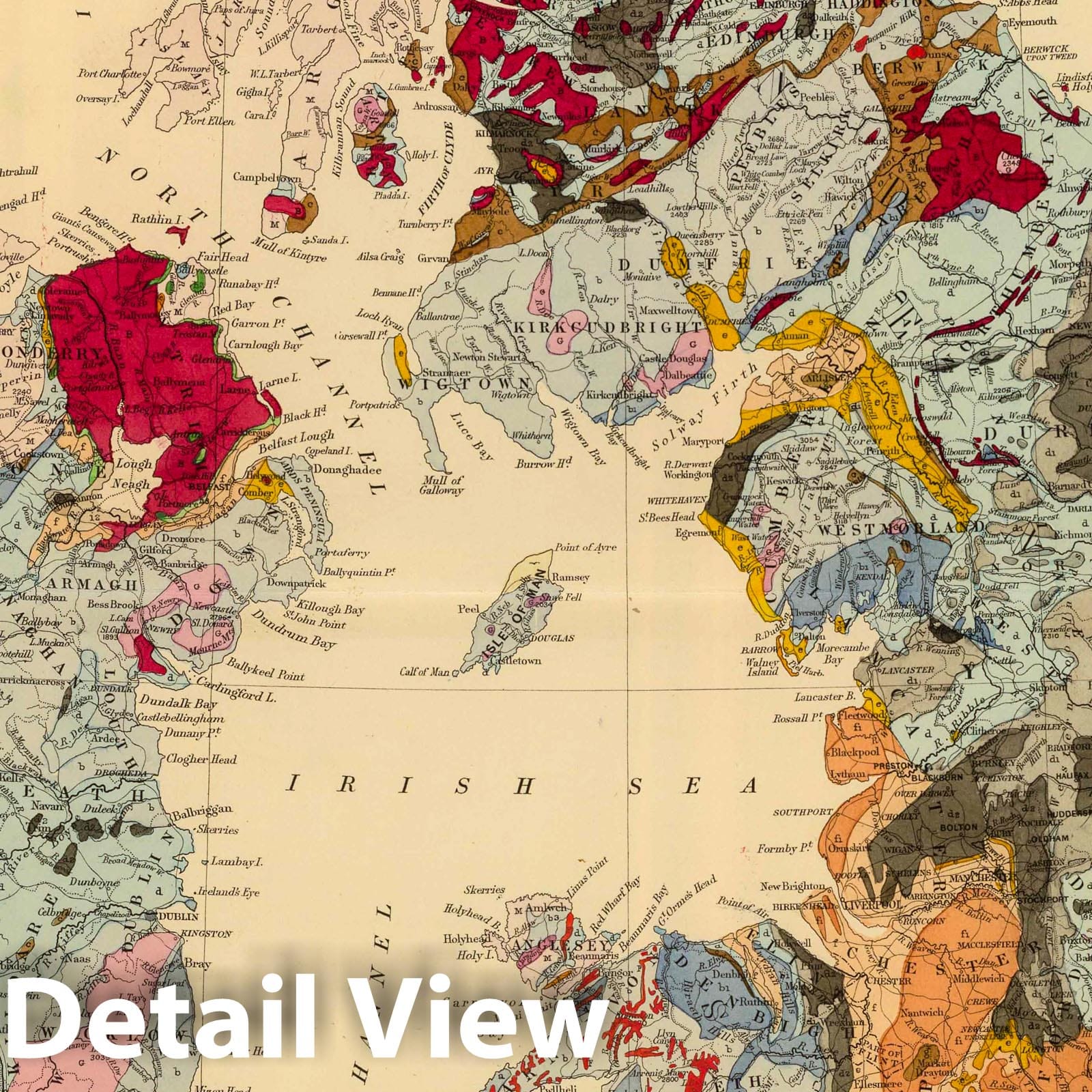 Historic Map : 1901 Geological map, British Isles. - Vintage Wall Art