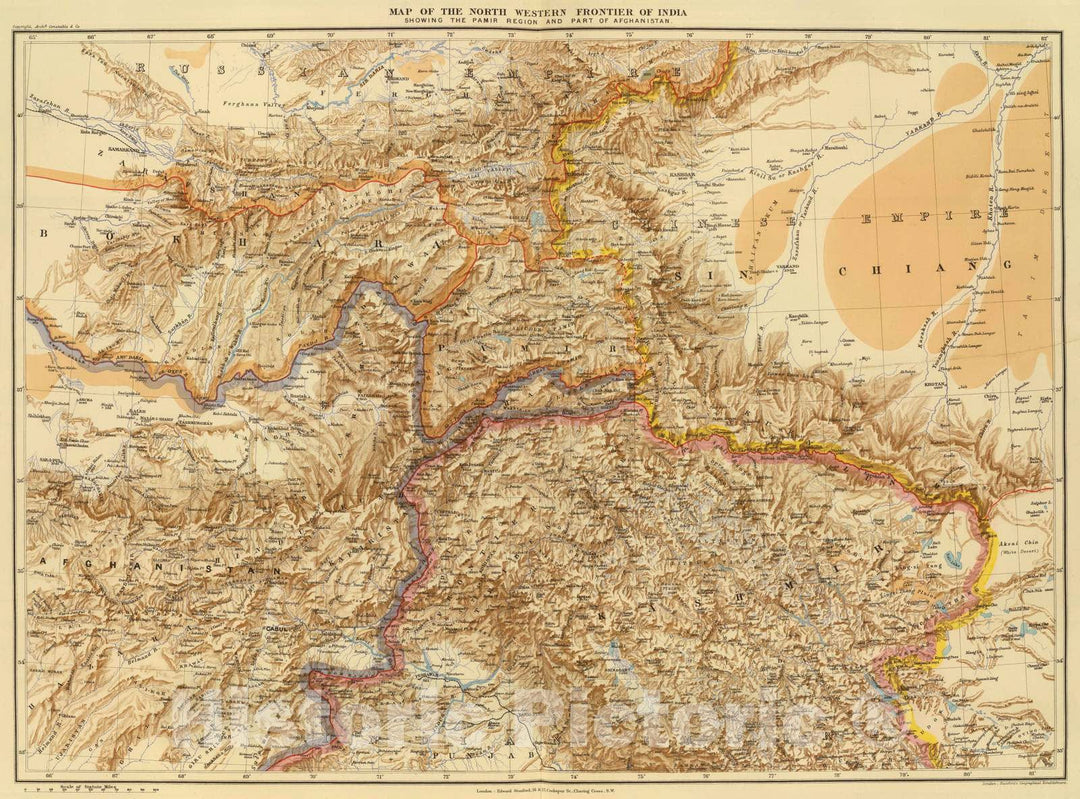 Historic Map : 1901 North Western Frontier of India, Pamir Region, Part of Afghanistan. - Vintage Wall Art