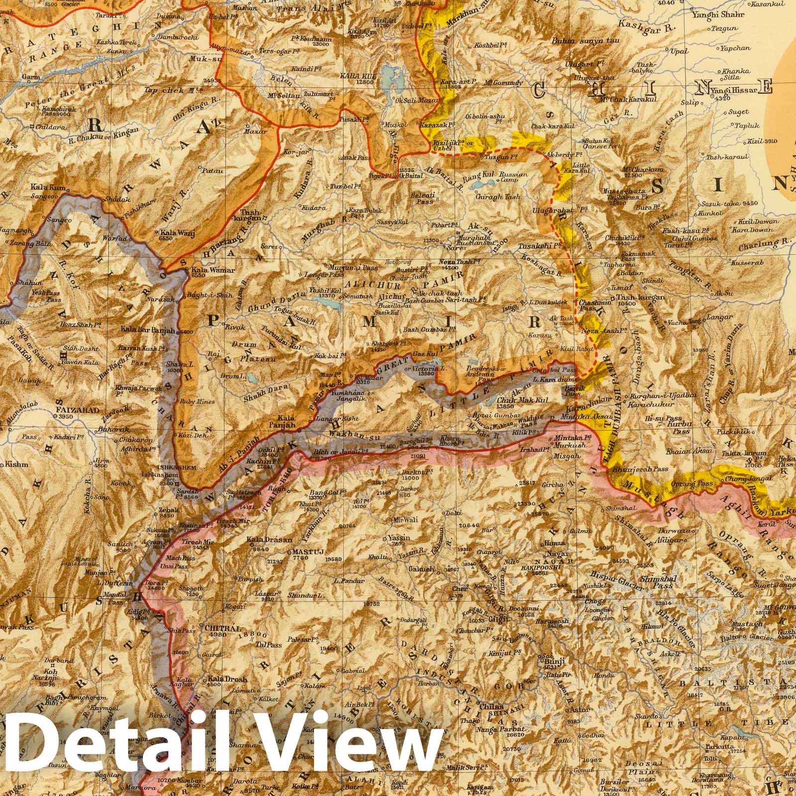 Historic Map : 1901 North Western Frontier of India, Pamir Region, Part of Afghanistan. - Vintage Wall Art
