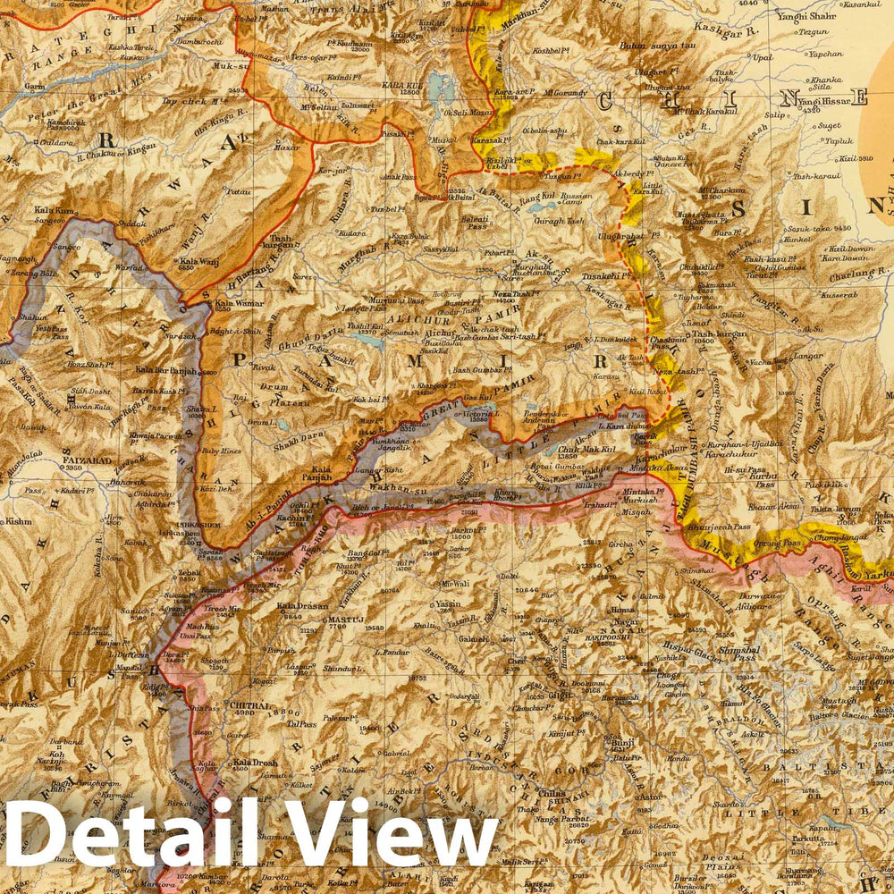 Historic Map : 1901 North Western Frontier of India, Pamir Region, Part of Afghanistan. - Vintage Wall Art