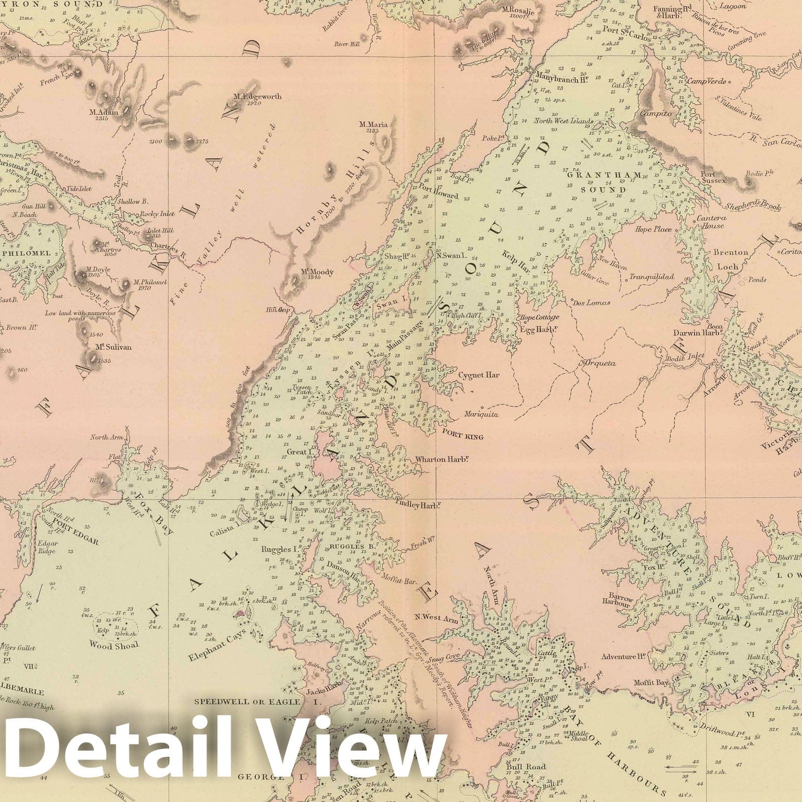 Falkland Islands Nautical Chart 1901 - Historical Map Print