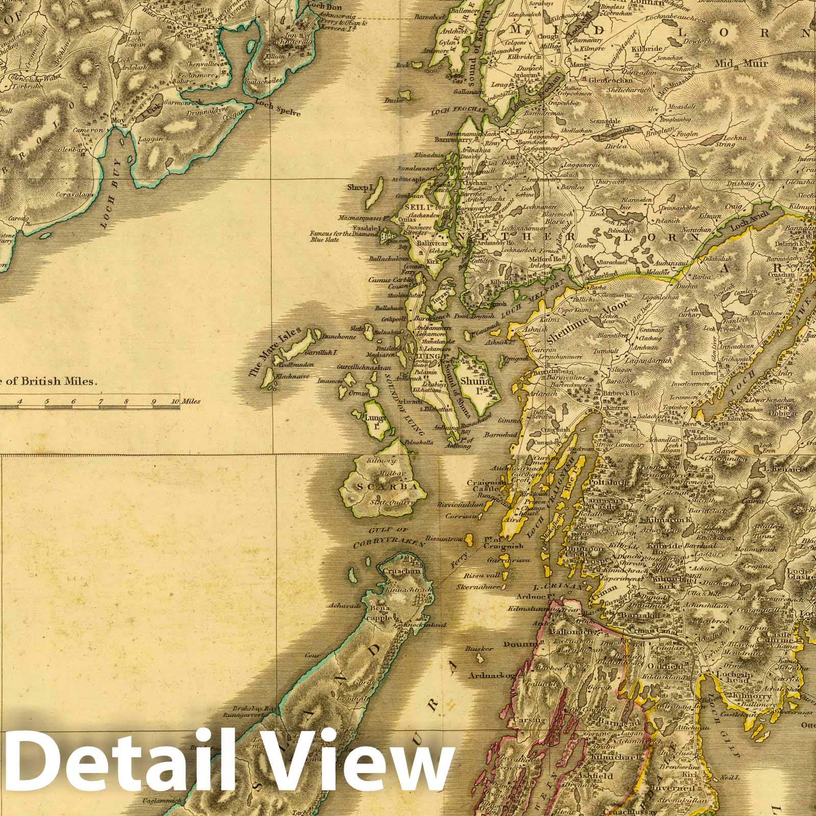 Argyllshire and Campbeltown, Scotland - Road Map, 1832