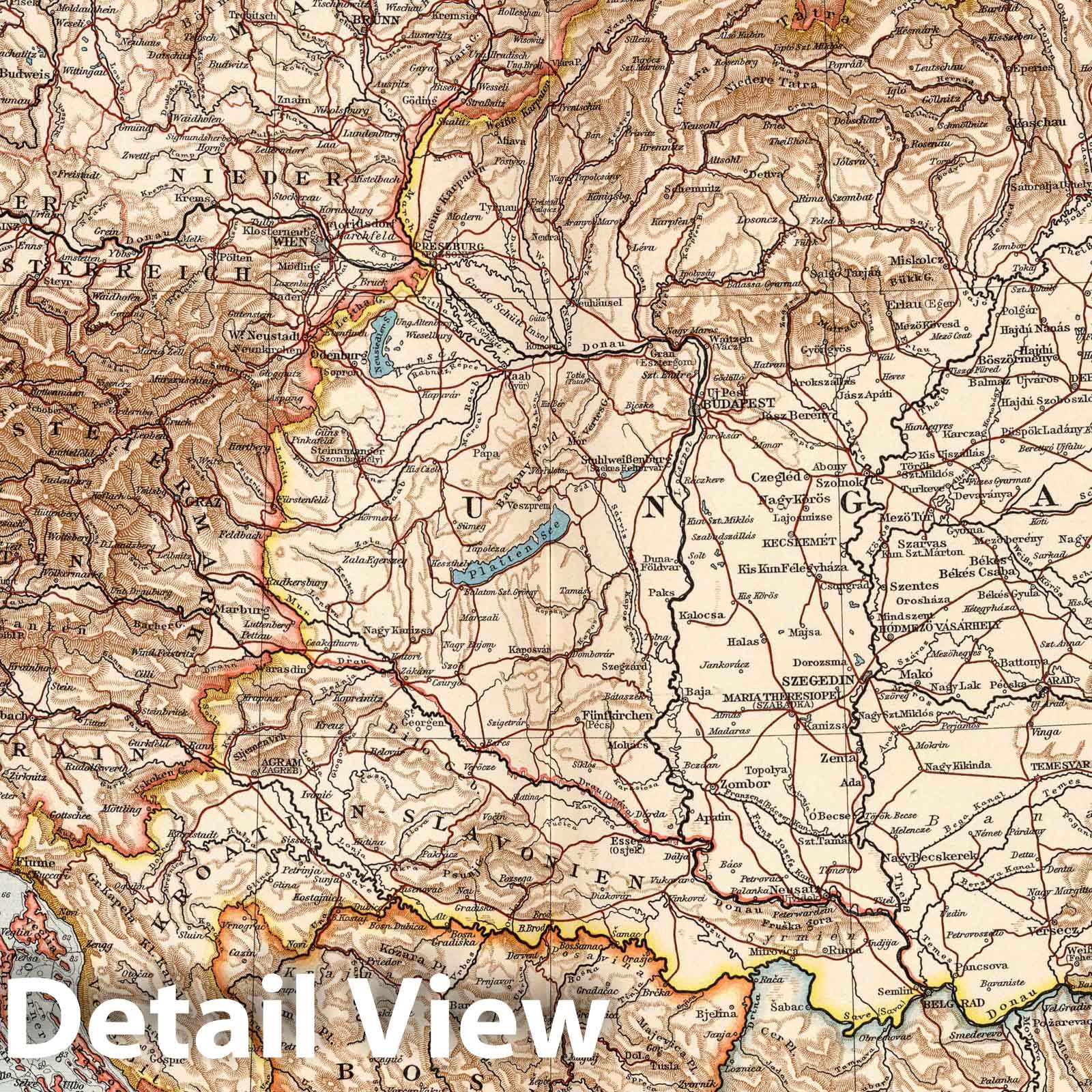 Austria-Hungary - Railroad Map, 1905 - Historical Map Print
