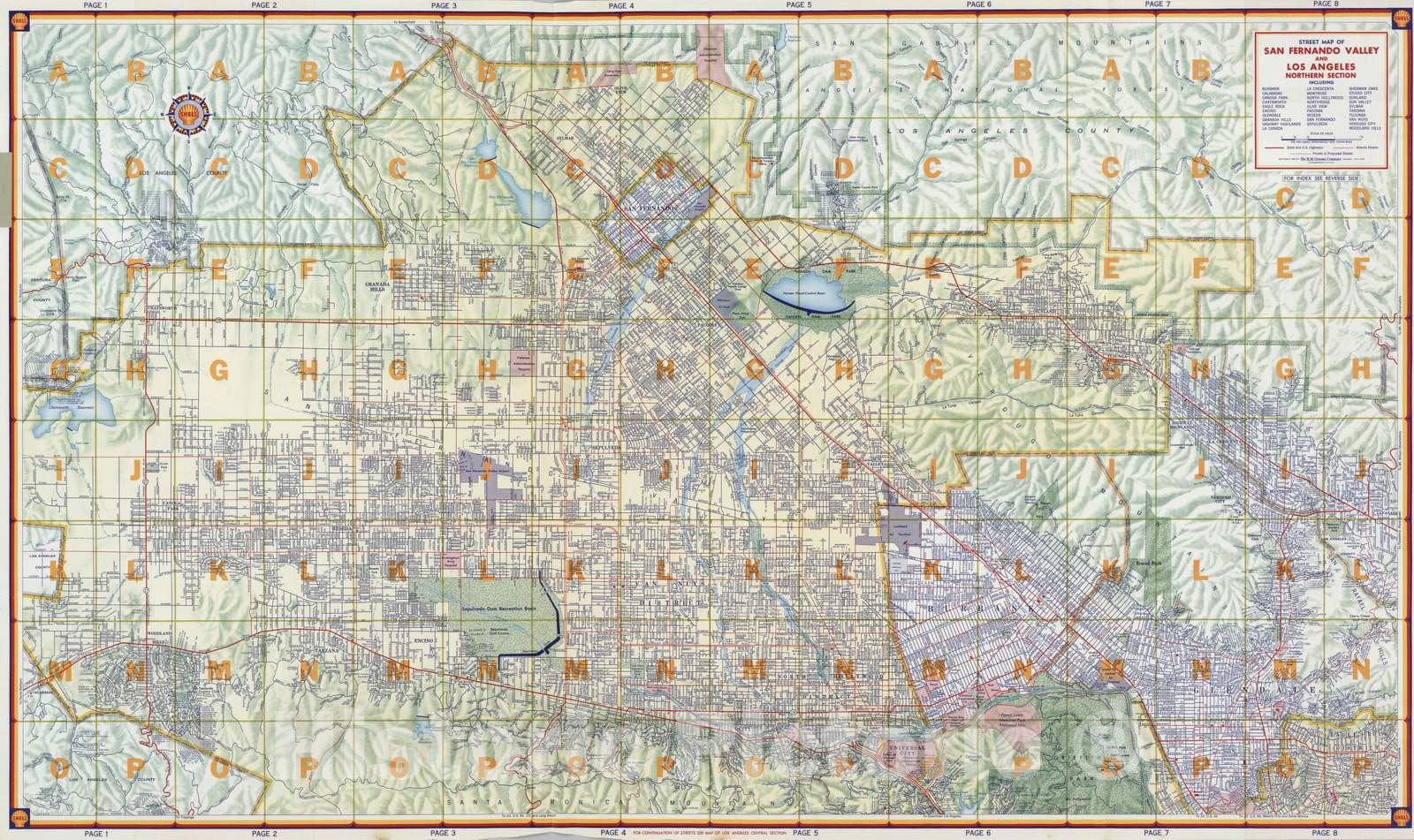 San Fernando Valley and Los Angeles Northern Section - Road Map, 1956