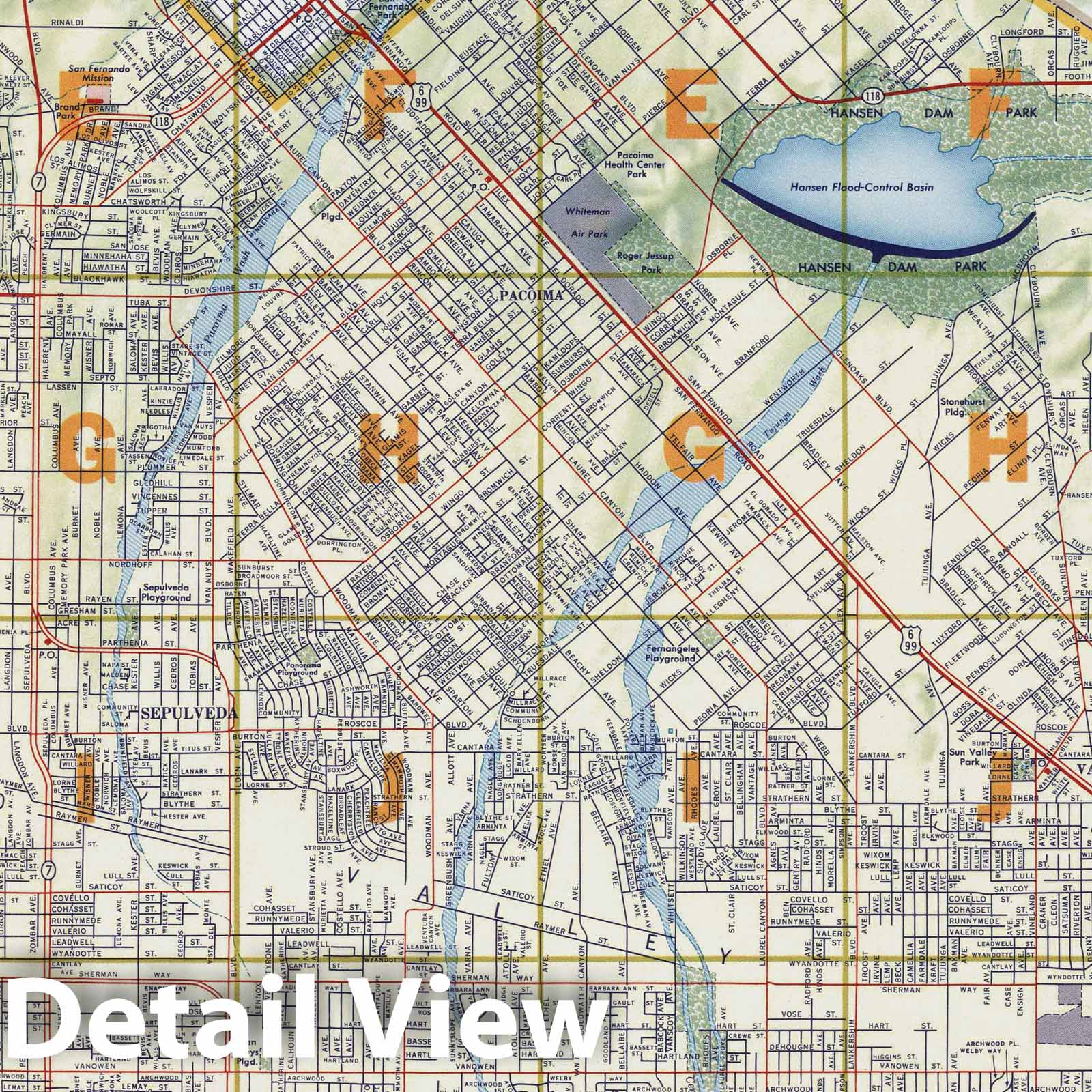 San Fernando Valley and Los Angeles Northern Section - Road Map, 1956