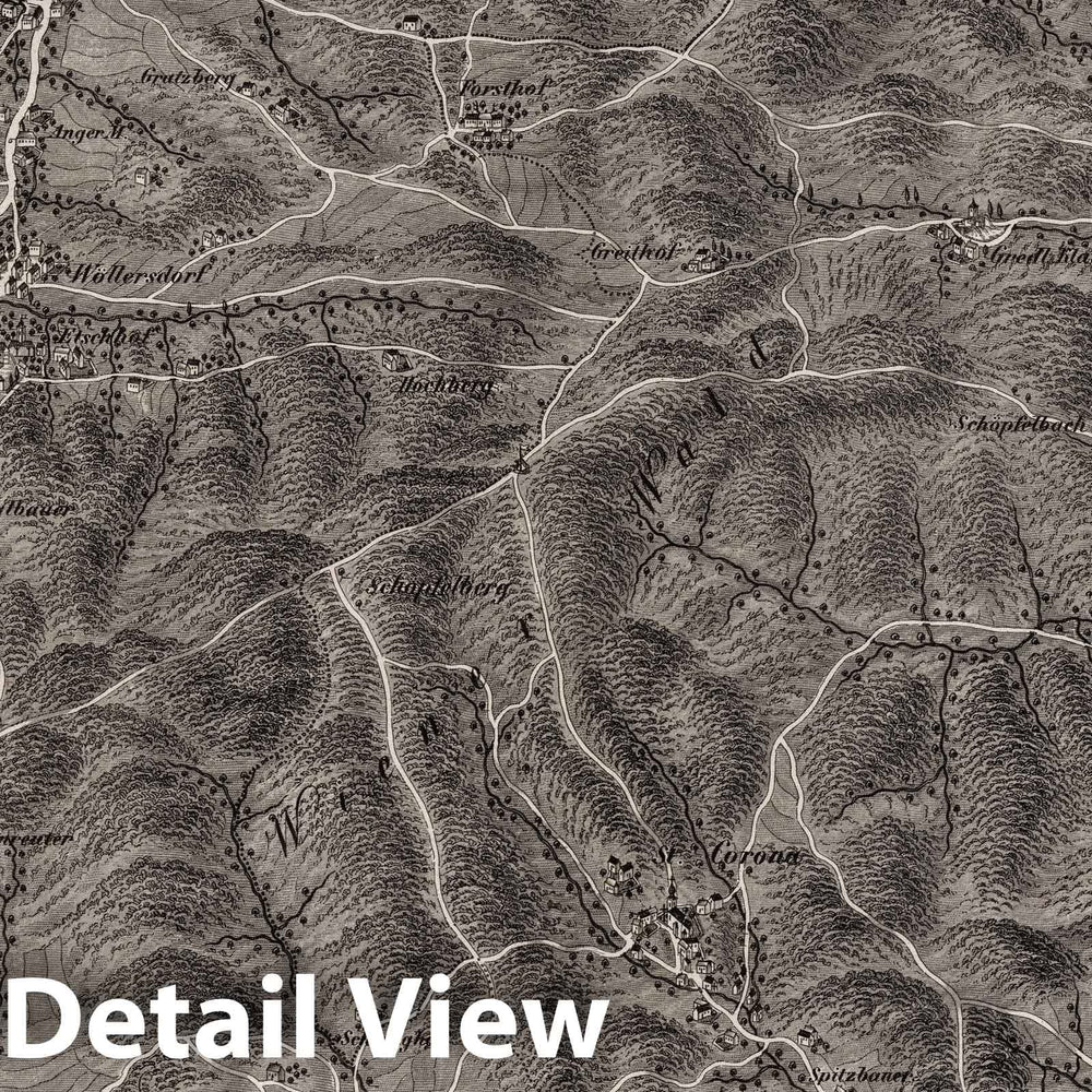 Historic Map : Austria, 1837 XXIX Section. Umgebung von Brand V.O.W.W. und von St. Corona V.U.W.W. J. Hollnsteiner del. Neumeier sculp. , Vintage Wall Art