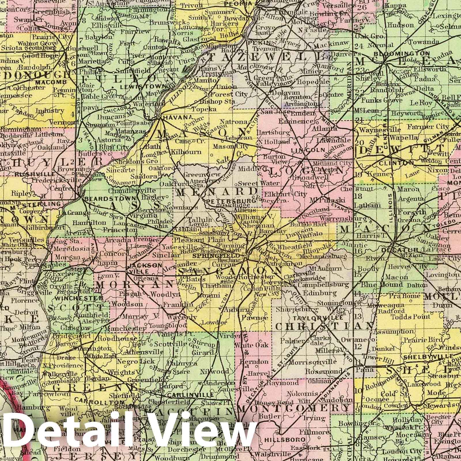 Illinois and Chicago - Railroad Map, 1890 - Historical Map Print