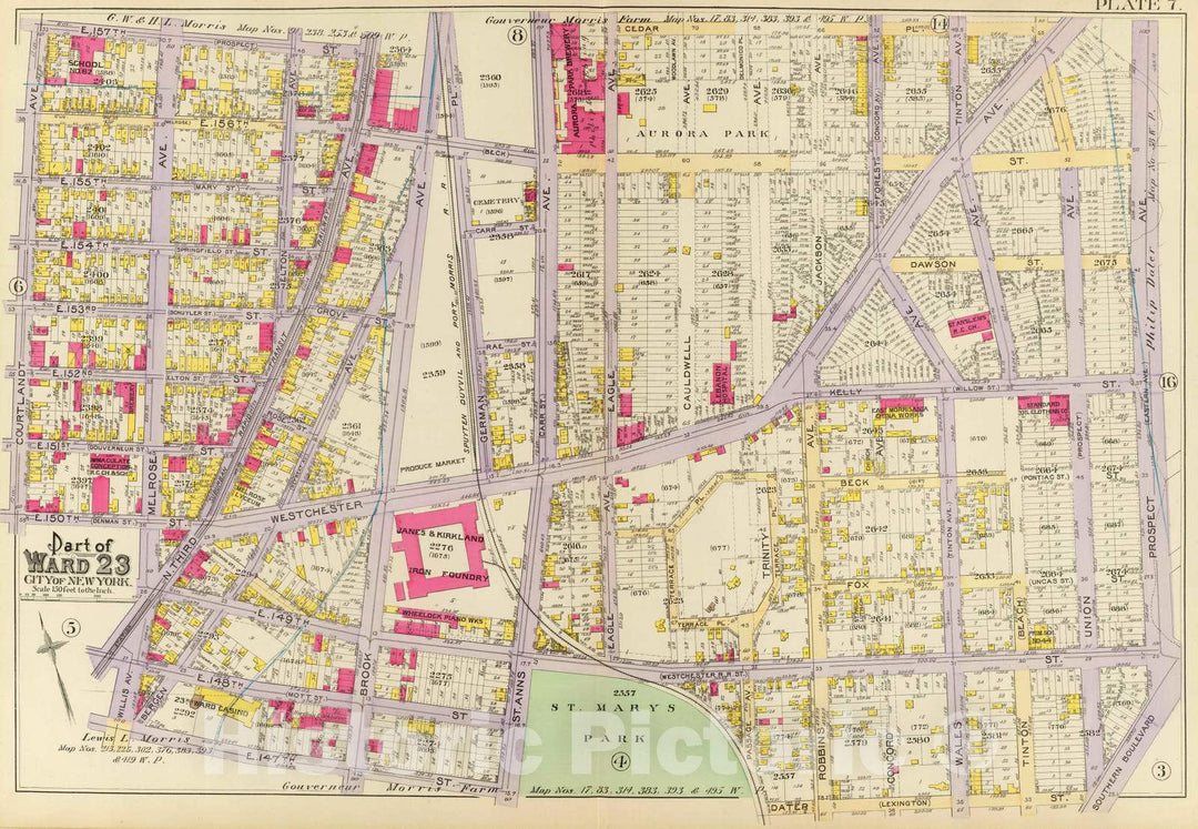Historic Map : City Atlas - 1893 7, Ward 23. - Vintage Wall Art