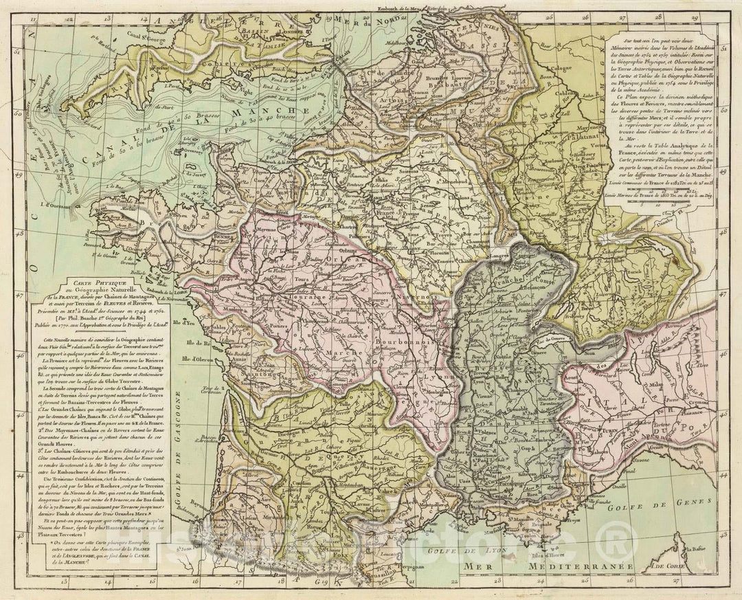 Historic Map : 1770 France. - Vintage Wall Art