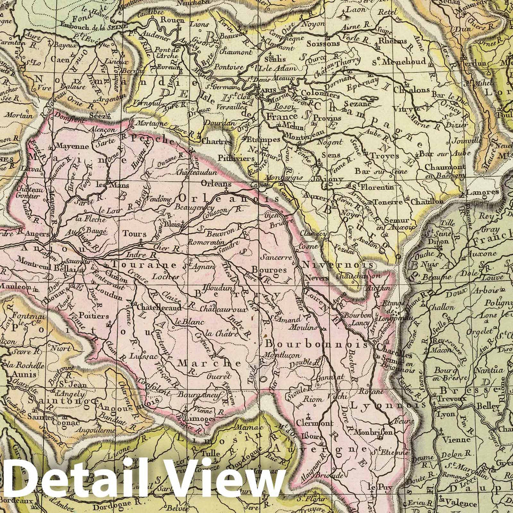 Historic Map : 1770 France. - Vintage Wall Art