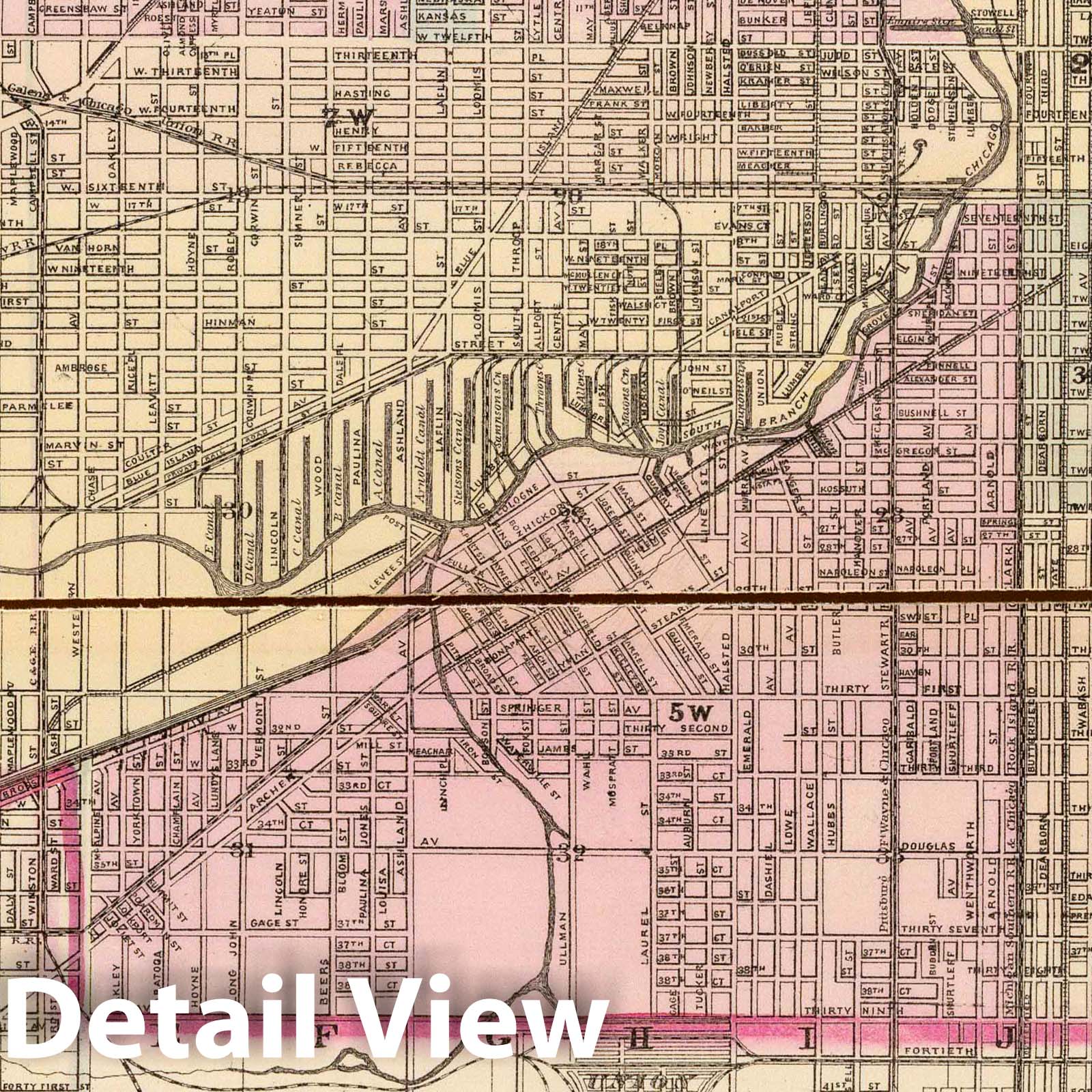 Chicago - Railroad Map, 1880 - Mitchell's New General Atlas