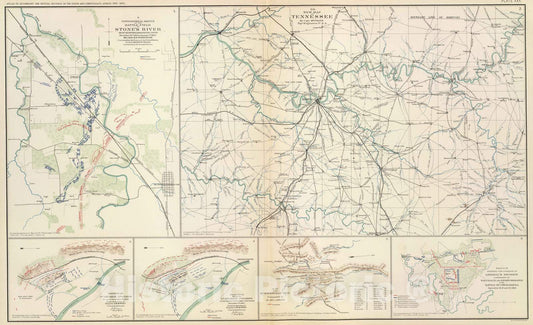 Historic Map : Military Atlas - 1895 Tennessee. - Vintage Wall Art