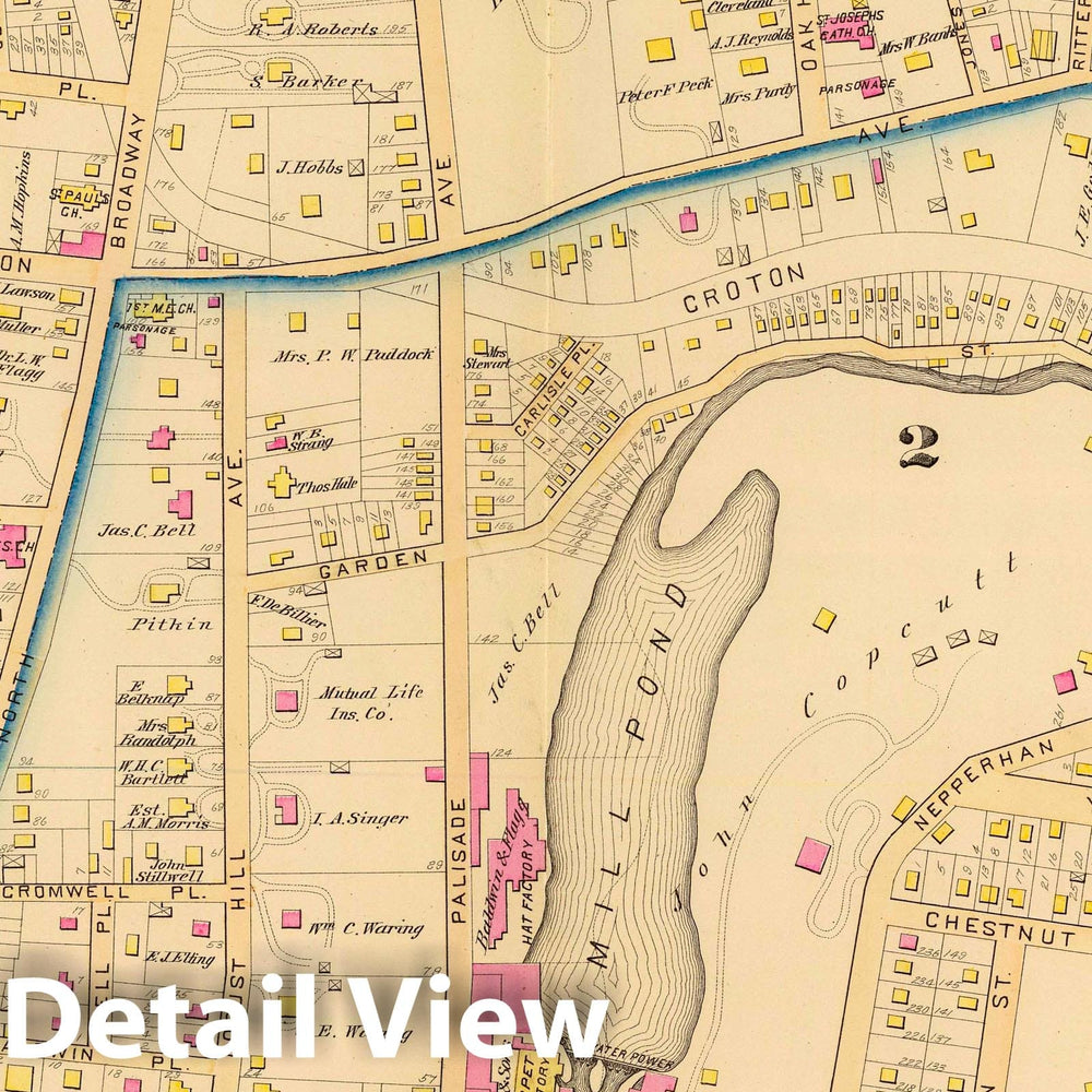 Historic Map : 1881 Yonkers wards 2-3. - Vintage Wall Art