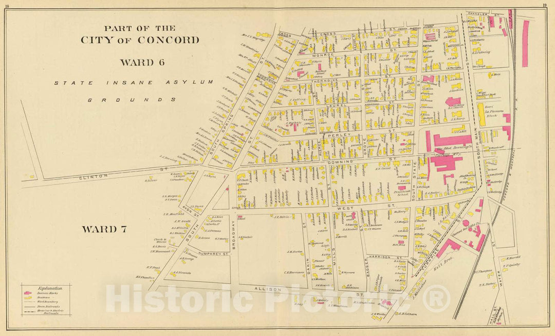 Historic Map : 1892 Concord, Ward 6-7. - Vintage Wall Art