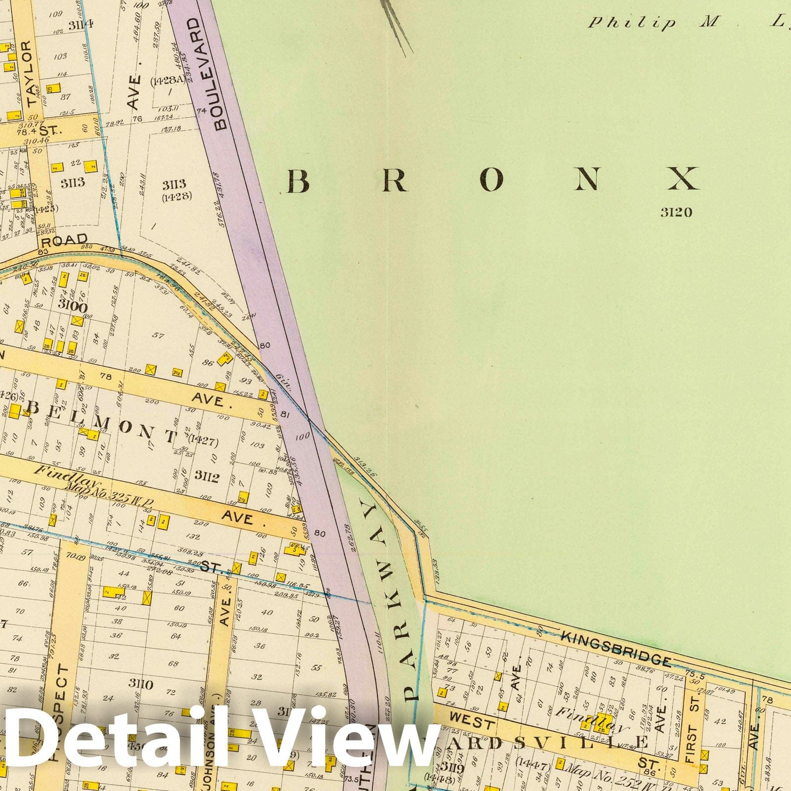 Bronx, New York - Plate No. 25, 1893 - Historical Ward Map Print