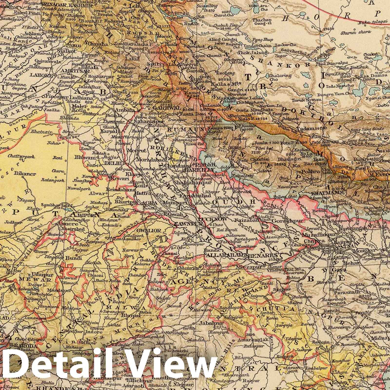 Central Asia and India - River Map, 1895 - The Times Atlas