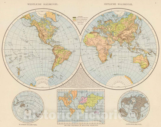 Historic Map : 1881 W, E. Halbkugel. - Vintage Wall Art