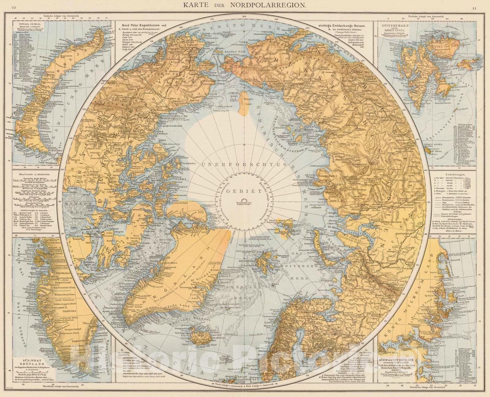 Historic Map : 1881 Nordpolarregion. - Vintage Wall Art