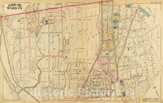 Historic Map : City Atlas - 1879 35. Ward 23. - Vintage Wall Art