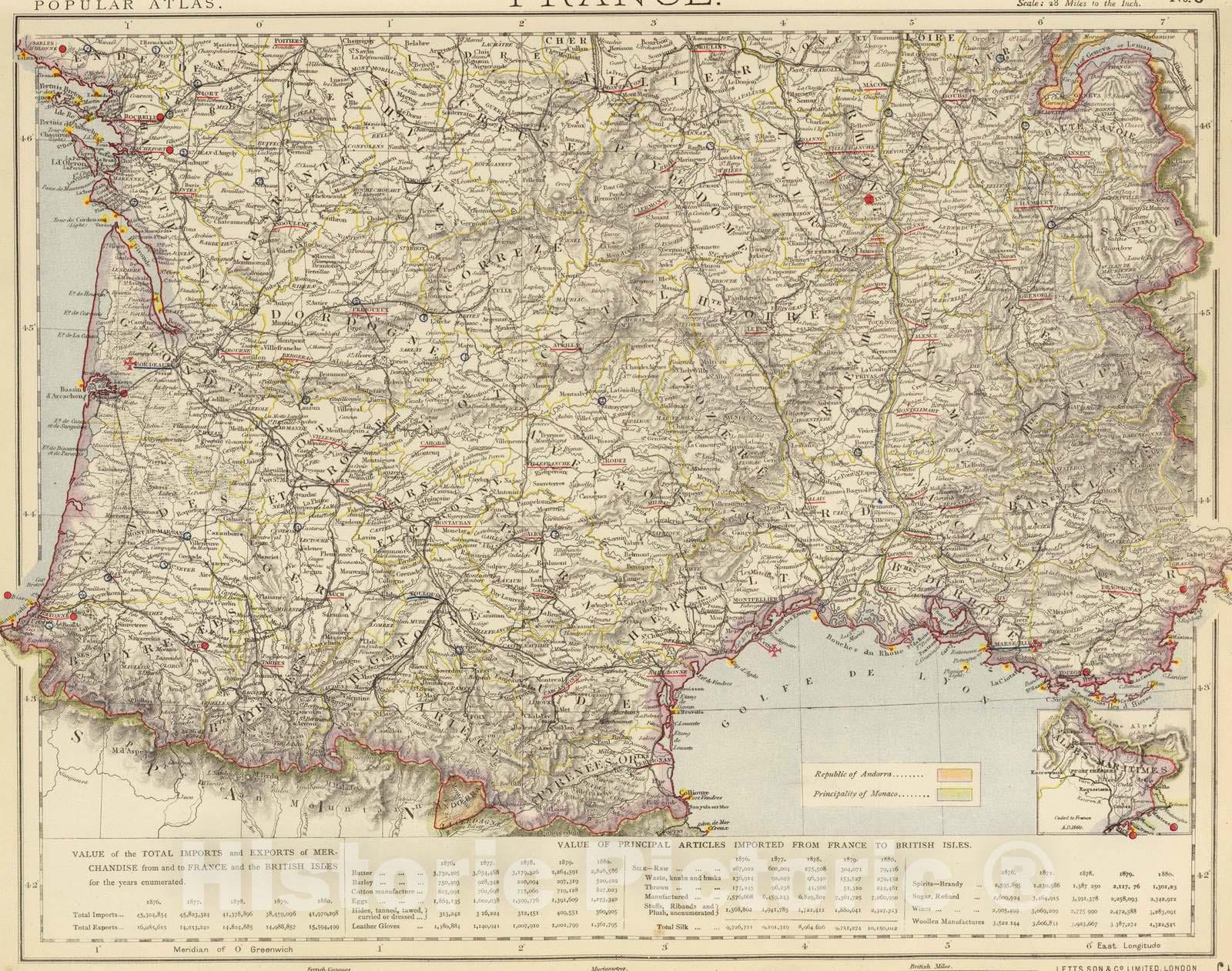 Historic Map : 1883 France 3. - Vintage Wall Art