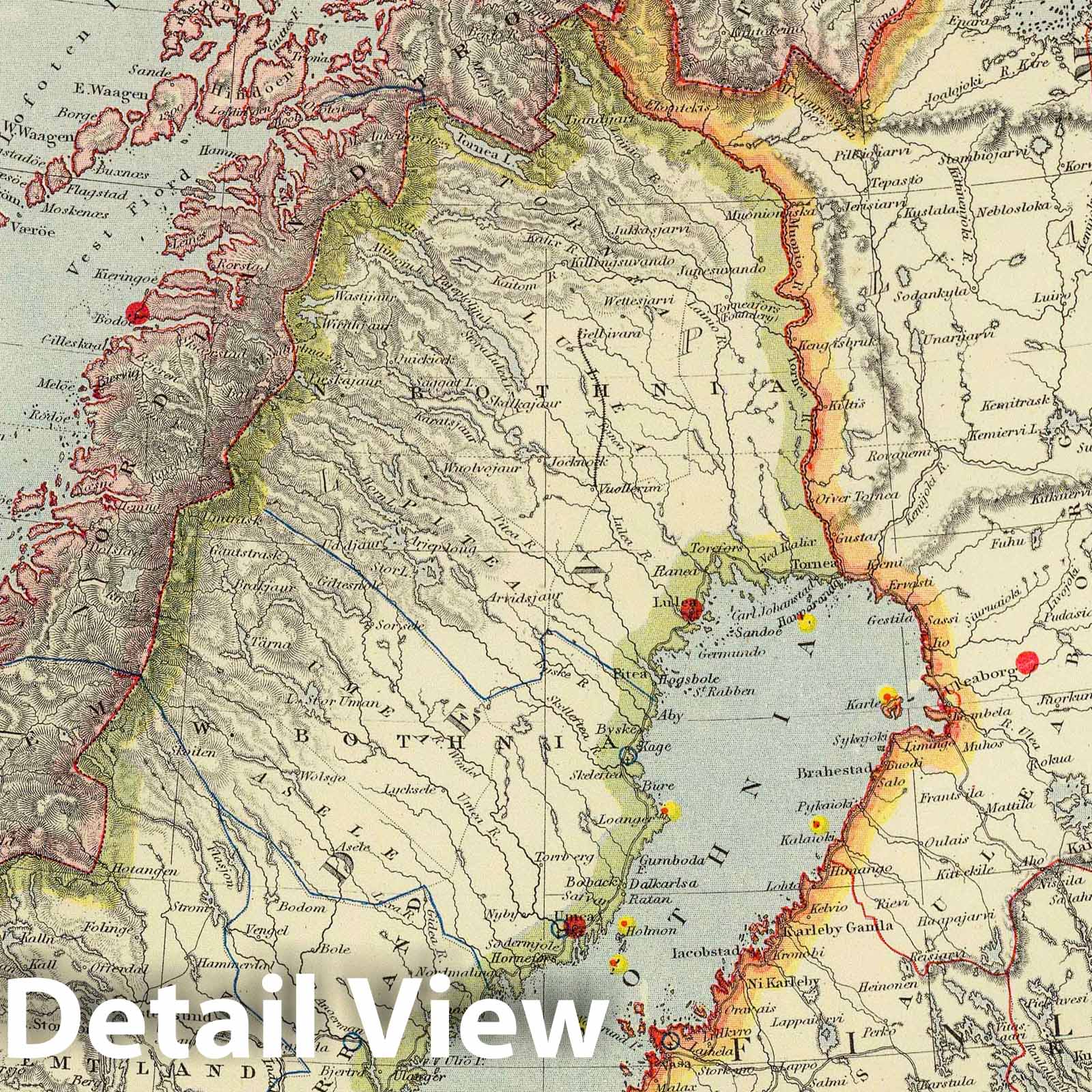 Finland and Russia, Northwestern - Railroad Map, 1883 - Letts's Popular Atlas