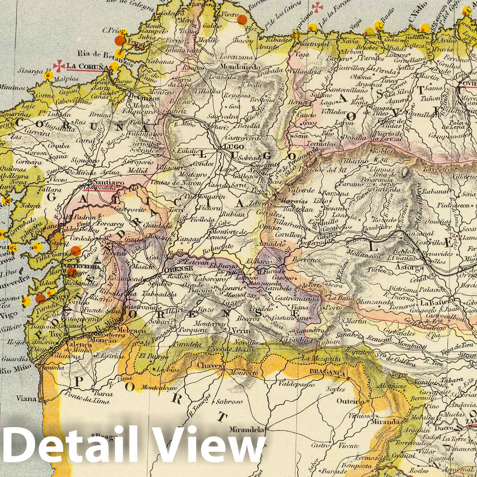 Spain and Portugal - Sheet 1 (Northwest), 1883 - Historical Map Print