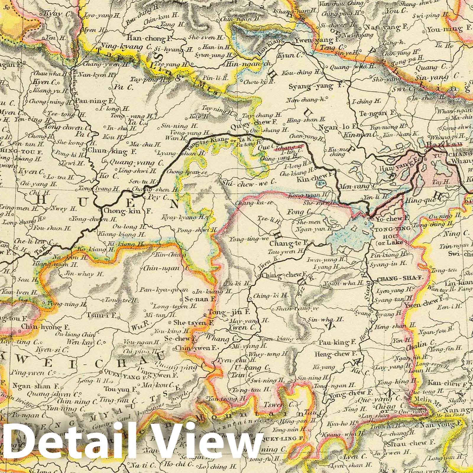 China - River Map, 1883 - Letts's Popular Atlas Historical Map Print