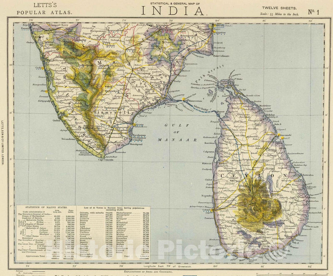 Historic Map : 1883 India 1. - Vintage Wall Art