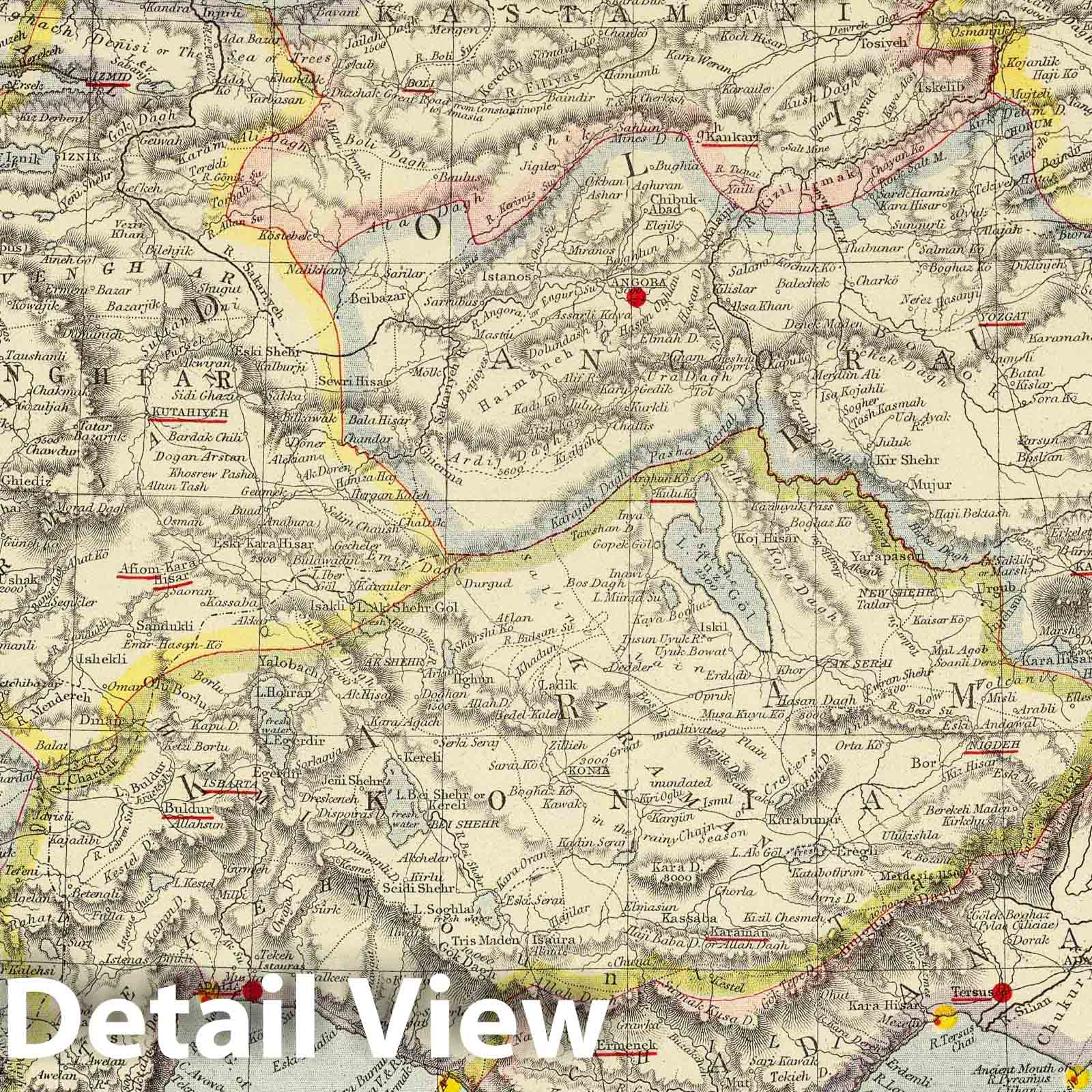 Asia Minor - Railroad Map, 1883 - Letts's Popular Atlas