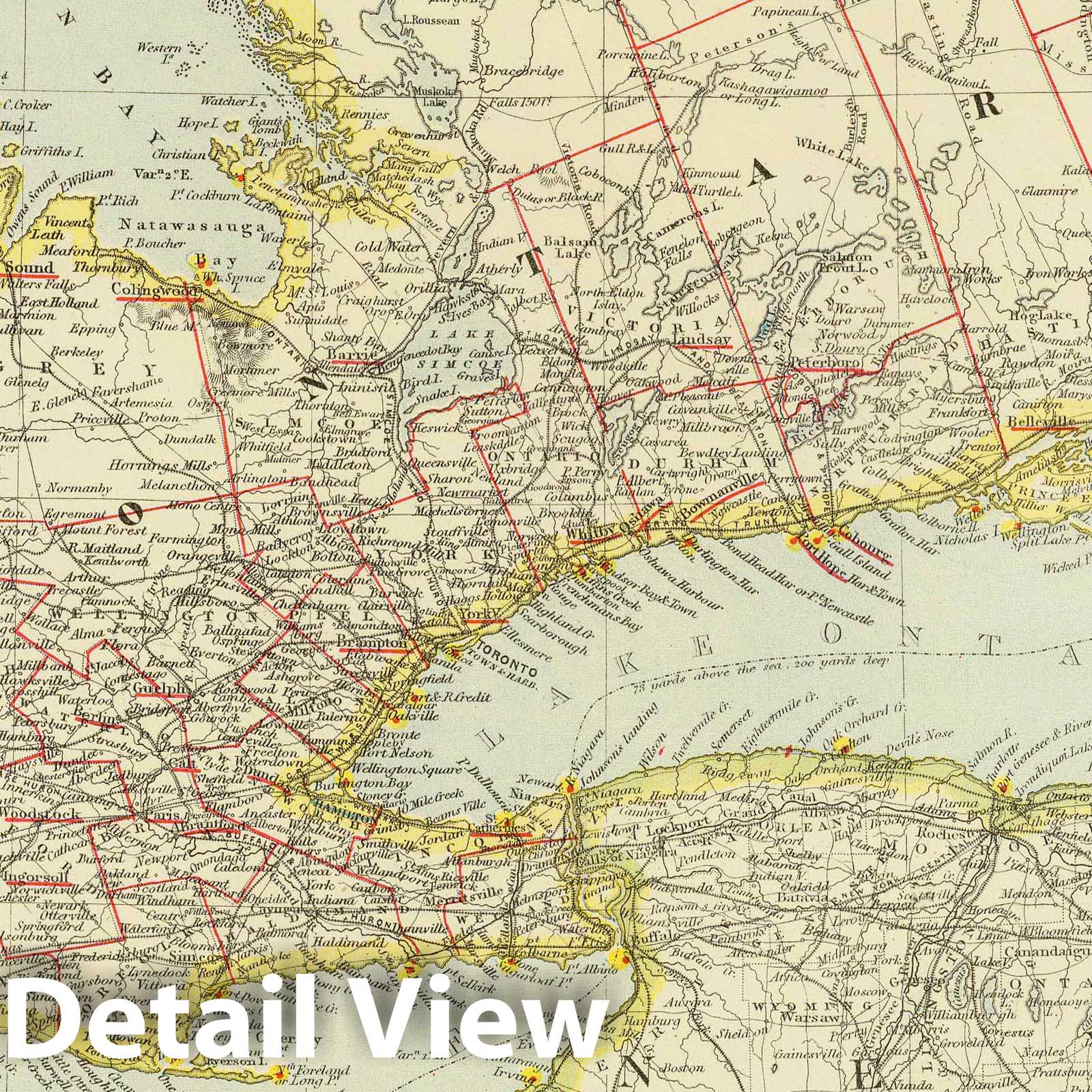 Ontario and Quebec, Canada - 1883 Historical Map Print