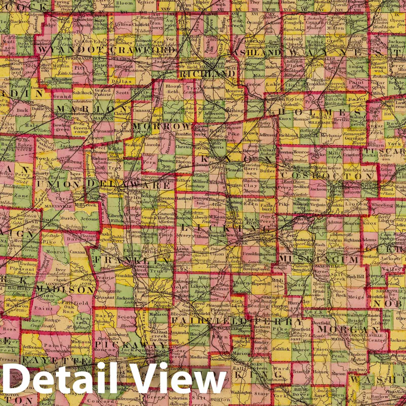 Ohio - Railroad Map, 1869 - Historical Map Print