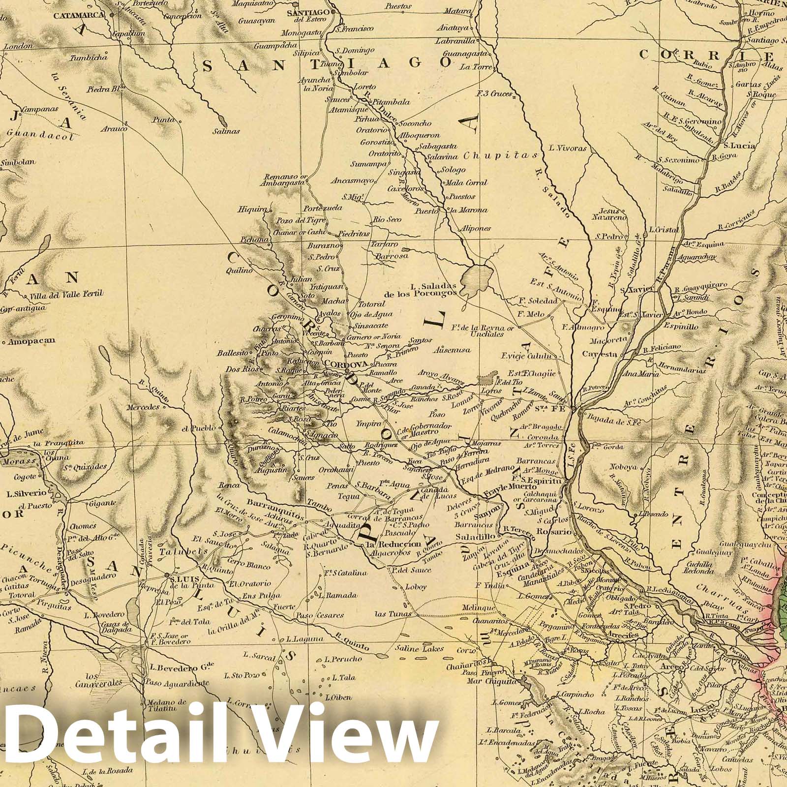 United Provinces of La Plata, Banda Oriental, and Chile - Road Map, 1834