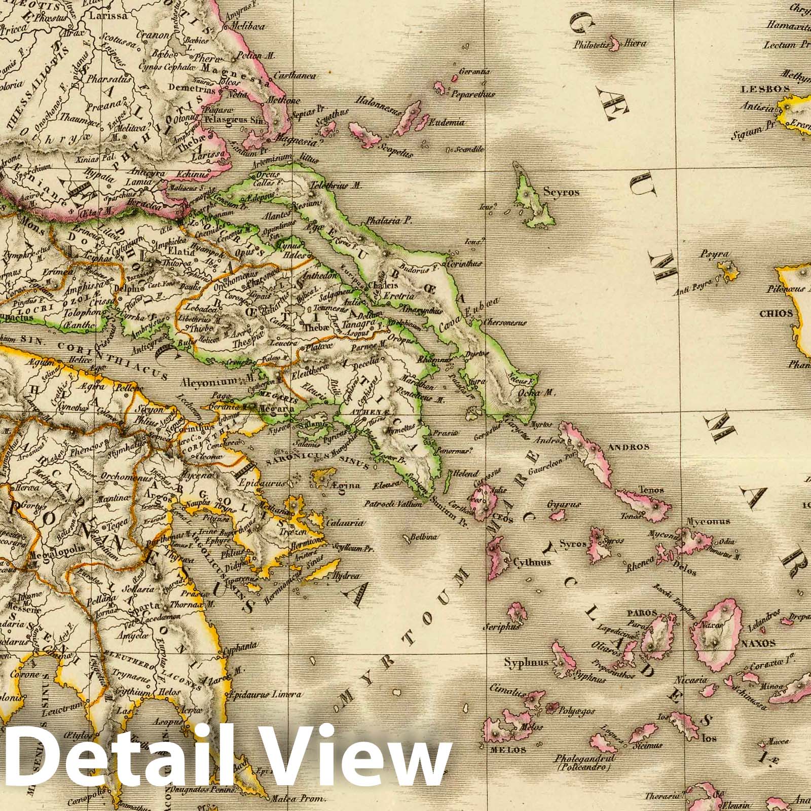 Ancient Greece, Macedonia, Thrace & Aegean Sea, 1827 - Historical Map Print