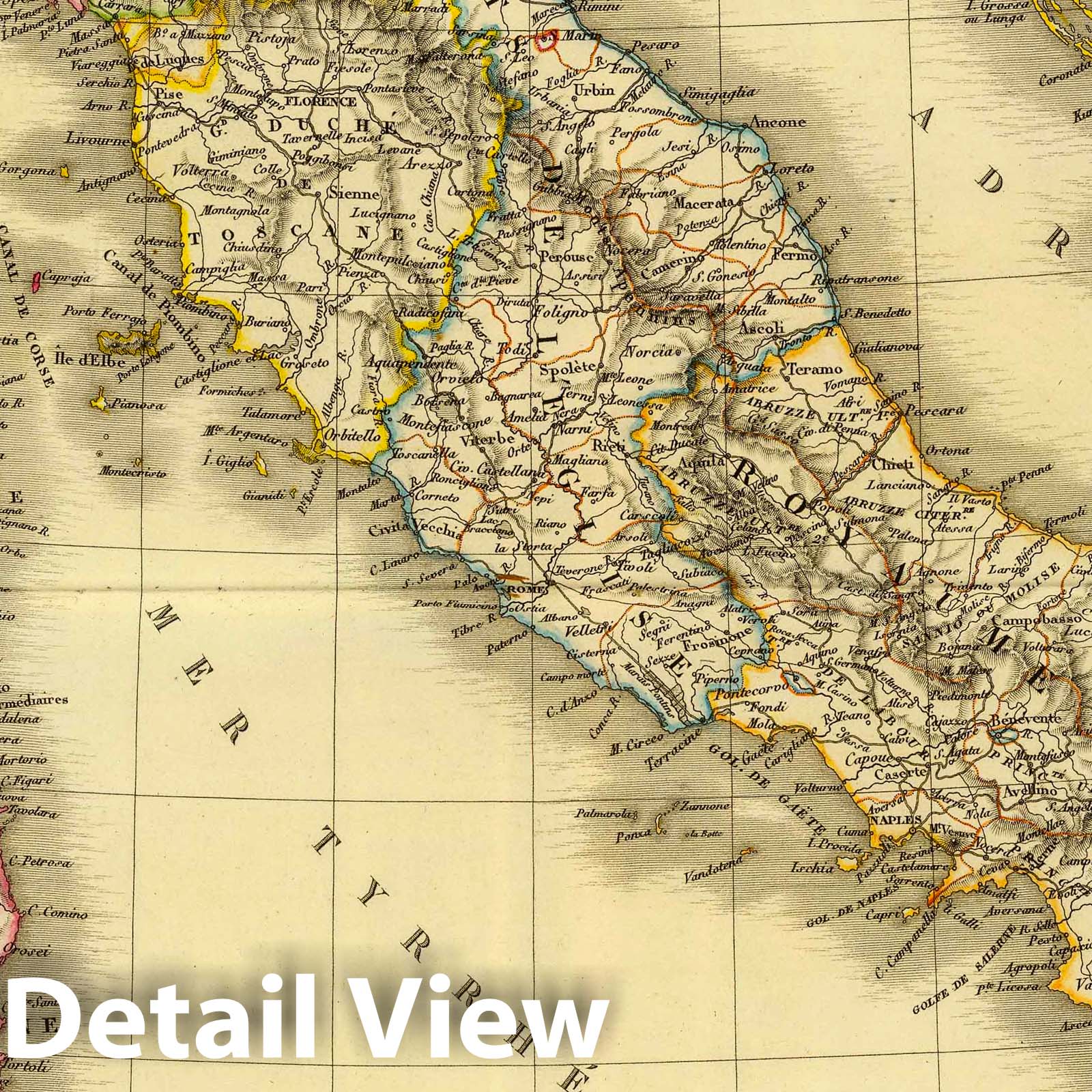 Modern Italy and Austrian Adriatic Provinces, 1828 - Historical Map Print